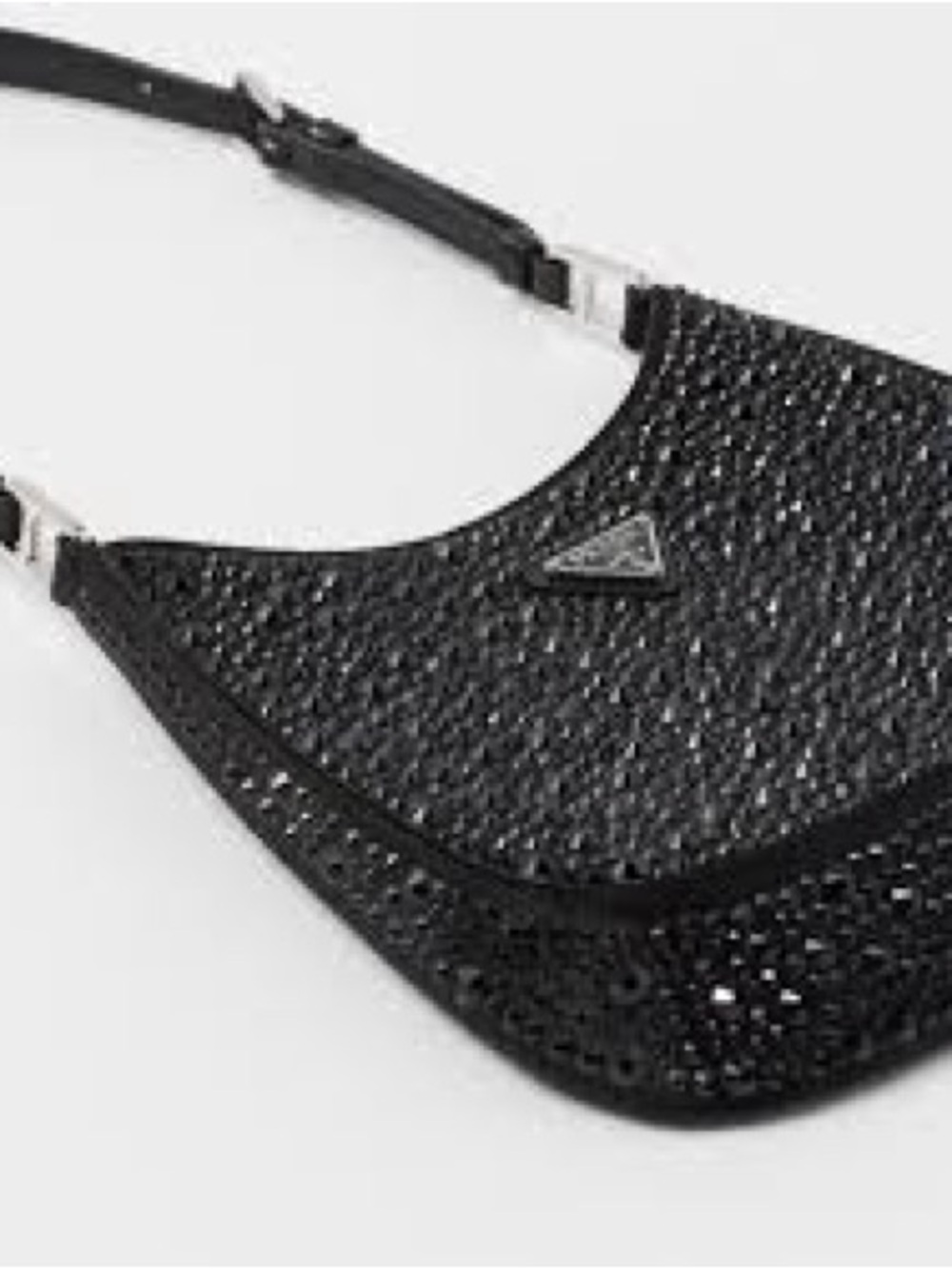 ‼️WOW‼️Black Textured Shoulder Bag with Triangle Logo